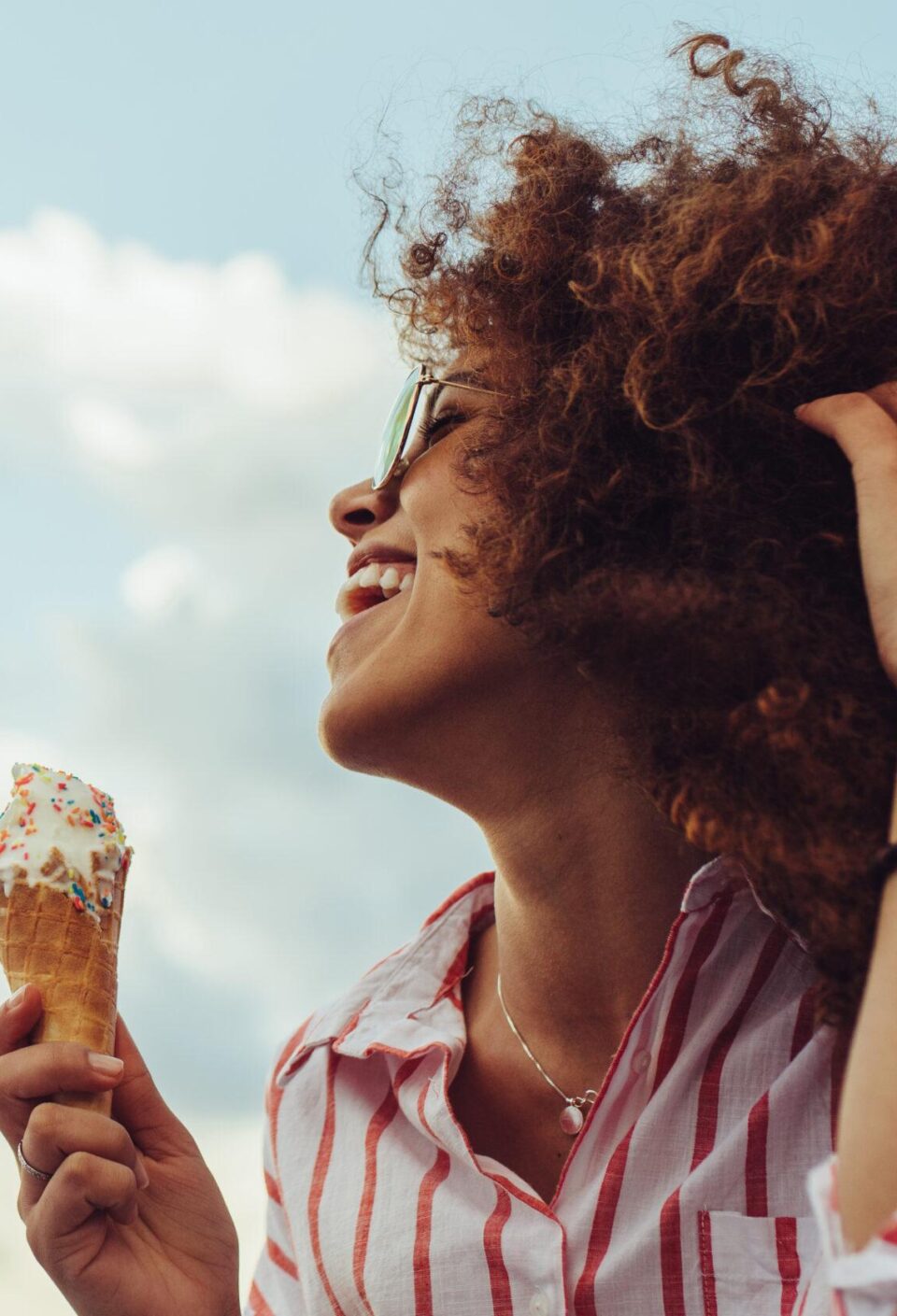 Friends with icecream enjoying together